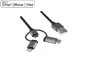 Mobile Preview: DINIC USB 3 in1 Premium Daten-/Ladekabel, 1m USB A auf USB C/Micro USB/Apple Lightning